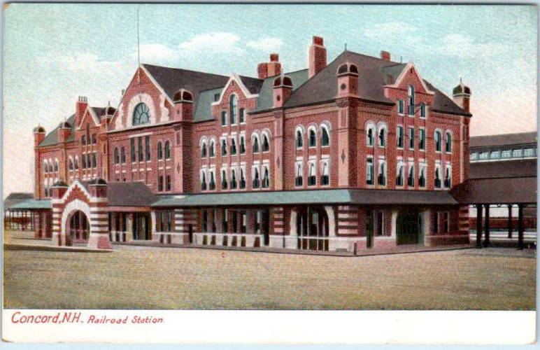 An early view of the Concord, New Hampshire Train Depot.