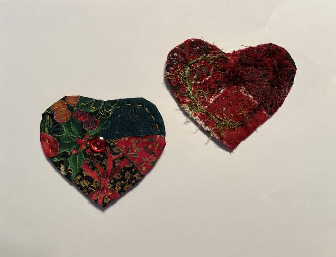 Holiday hearts created by Anne Boedecker.